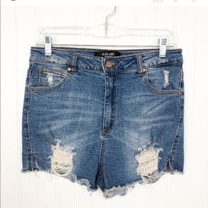 C'est Toi Ripped High Rise Denim Shorts Stretch L